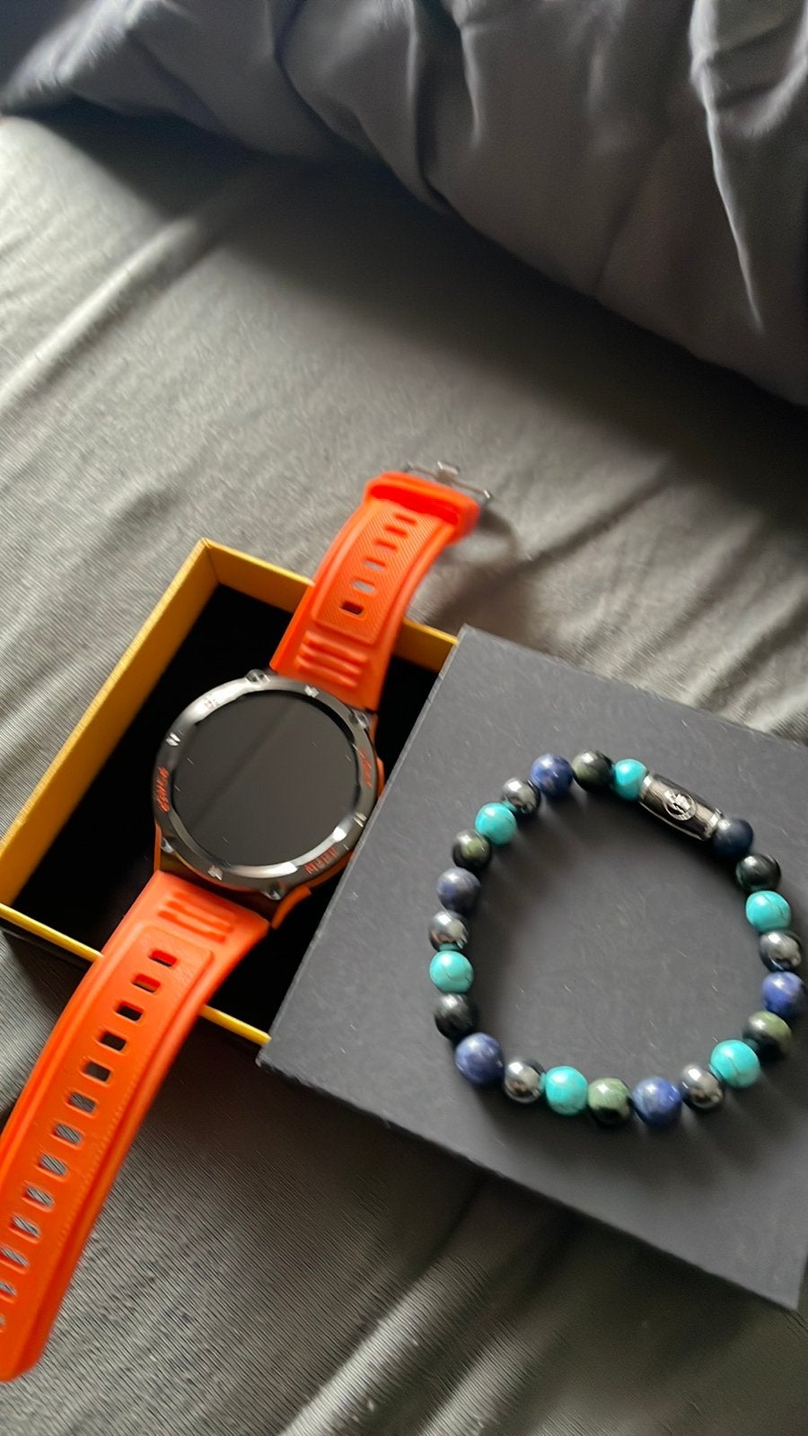 oranje klok en armband, Ophalen of Verzenden, Oranje, Android