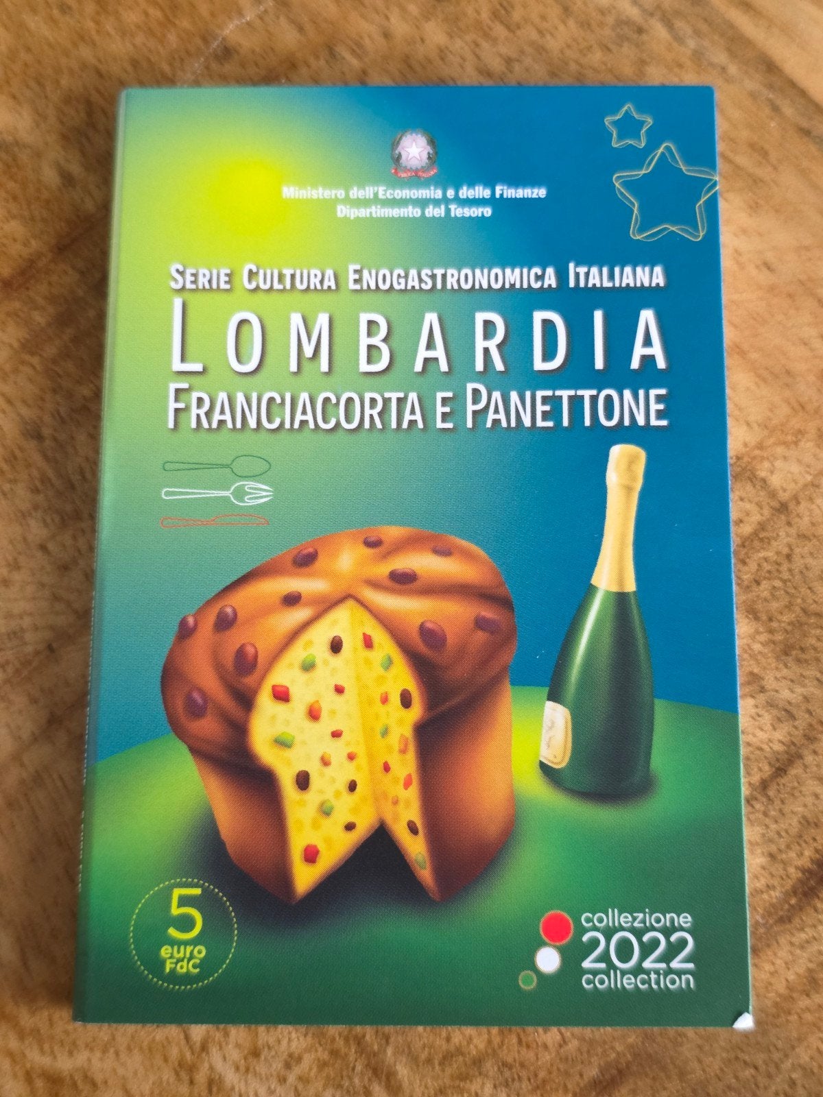 Italië 5 euro 2022 Lombardia Franciacorta en Panettone, Ophalen of Verzenden, Italië, 5 euro, Losse munt