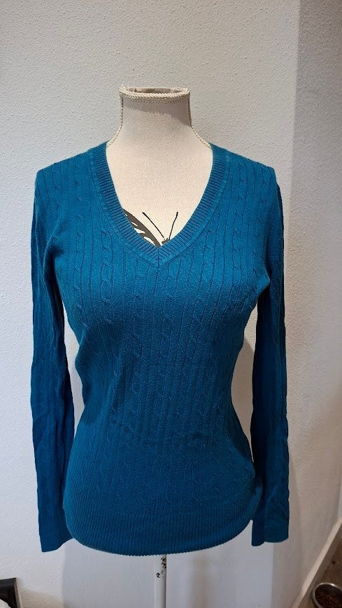 Tommy Hilfiger petrol kleurige trui met V-hals maat S, Blauw, Zo goed als nieuw, Tommy Hilfiger, Ophalen