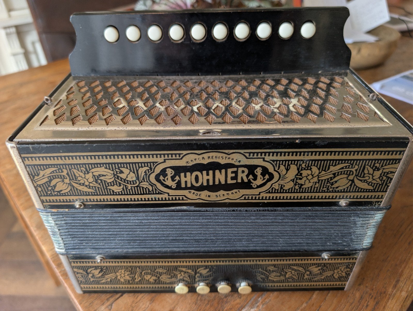 Vintage Hohner "Wiener Modell" Pokerwork Accordeon, Ophalen, Gebruikt, Hohner