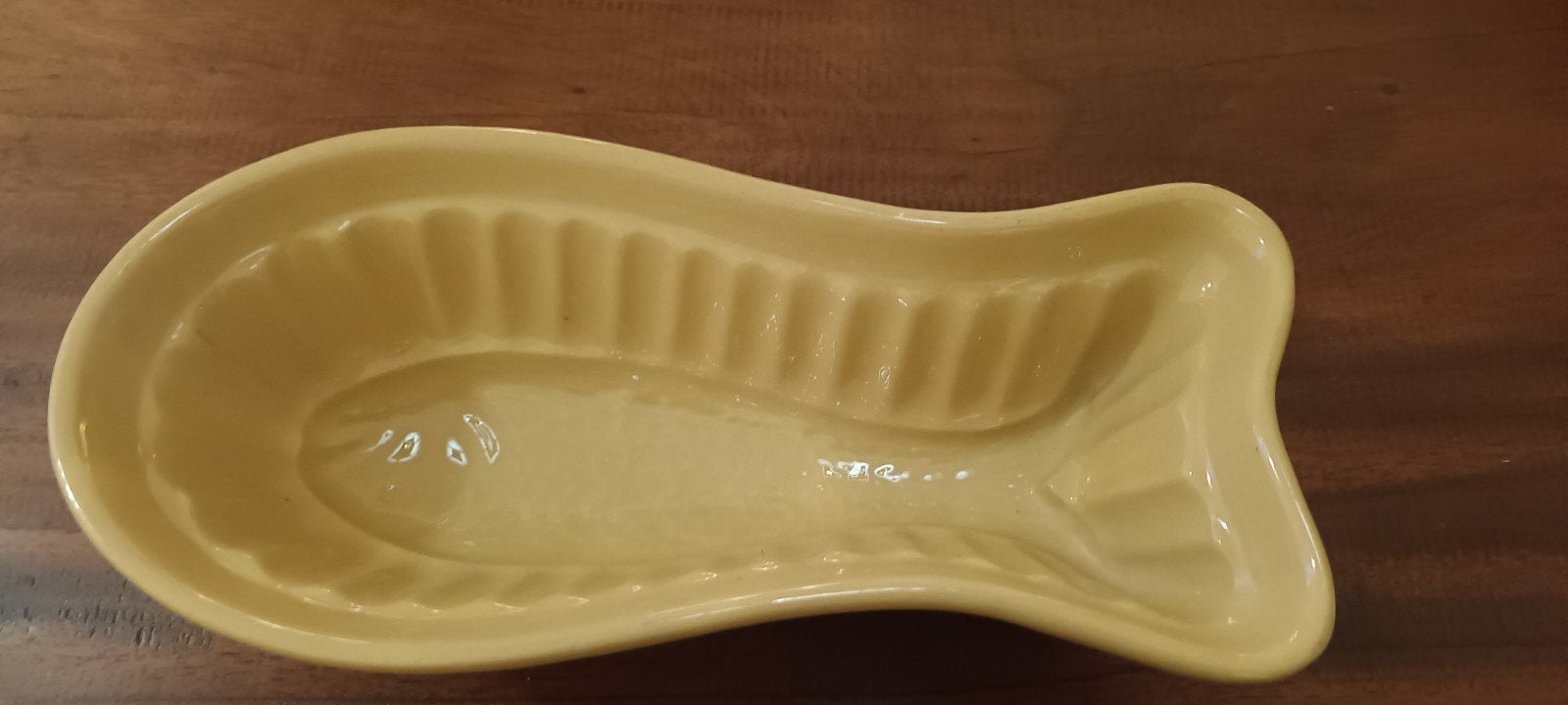 Gele keramische puddingvorm vintage, Antiek en Kunst, Ophalen of Verzenden