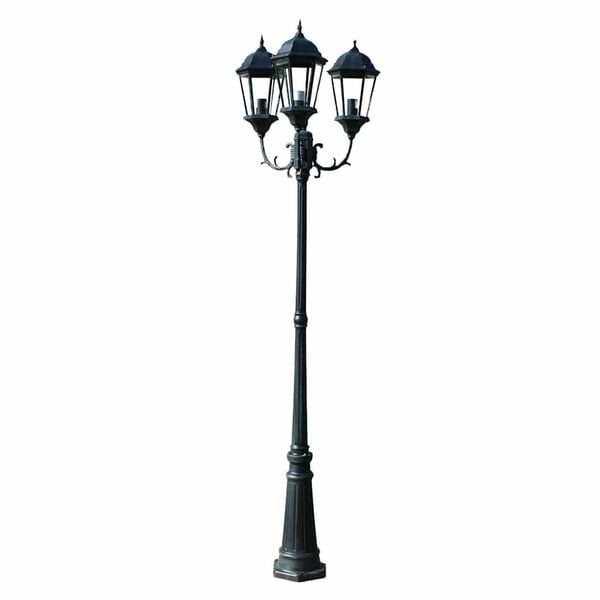 Tuinlantaarn Brighton 3-arms 230 cm donkergroen/zwart Op=Op, Venlo, Staande lamp, Ophalen of Verzenden, Netvoeding