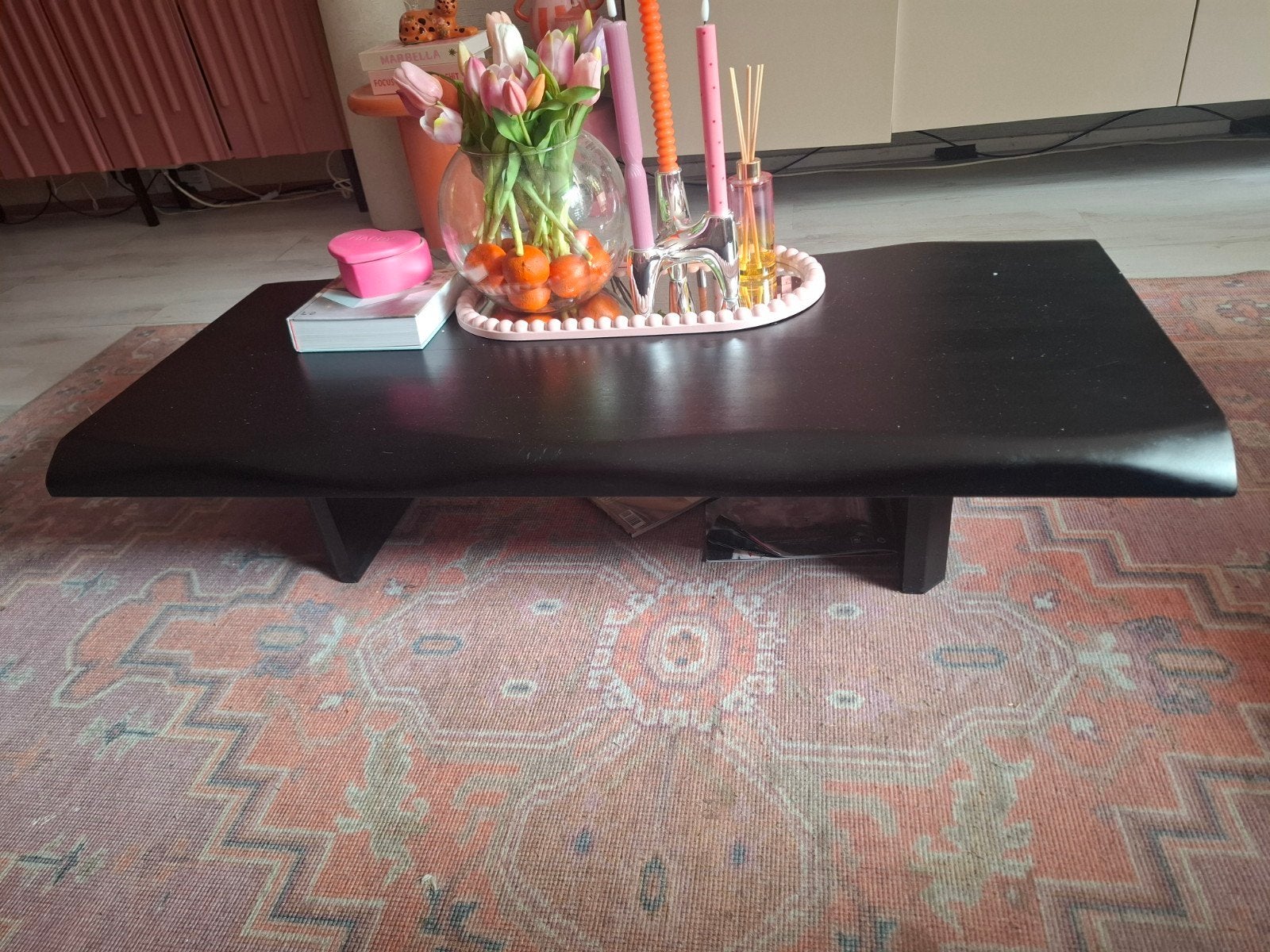 Prachtige WOOOD Cali Salontafel – Zwart Mangohout., Ophalen, Gebruikt, 100 tot 150 cm, Modern, Industrieel
