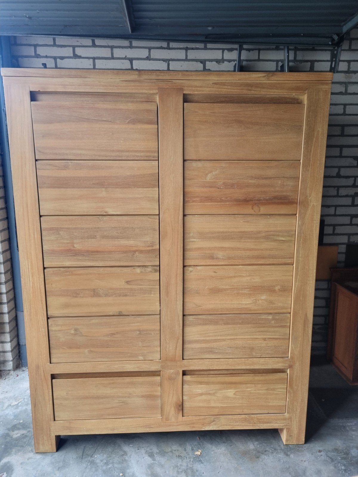Massief Teakhouten Kast met Lades en Deuren (170 x 130 x 47), Huis en Inrichting, Teakhout, Ophalen of Verzenden, Zo goed als nieuw