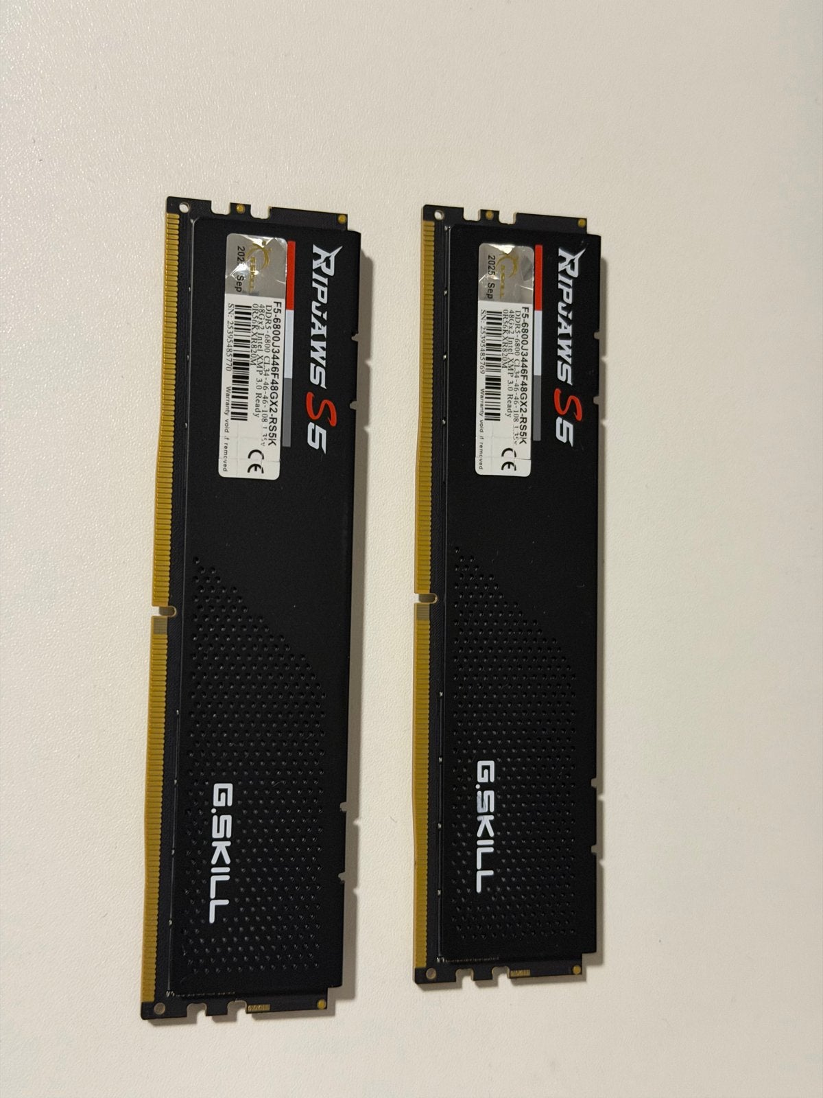 96GB DDR5 6800MHz (2x 48GB) G.Skill Ripjaws S5 RAM, Computers en Software, RAM geheugen, Ophalen, Zo goed als nieuw, Desktop, DDR5