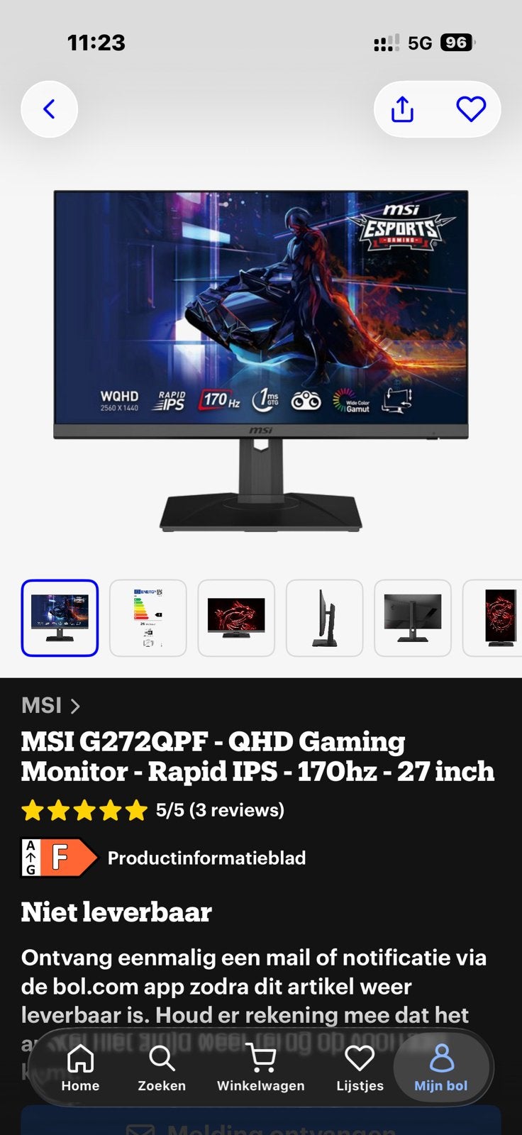 MSI 27 inch, Ophalen, Zo goed als nieuw, Full HD, IPS