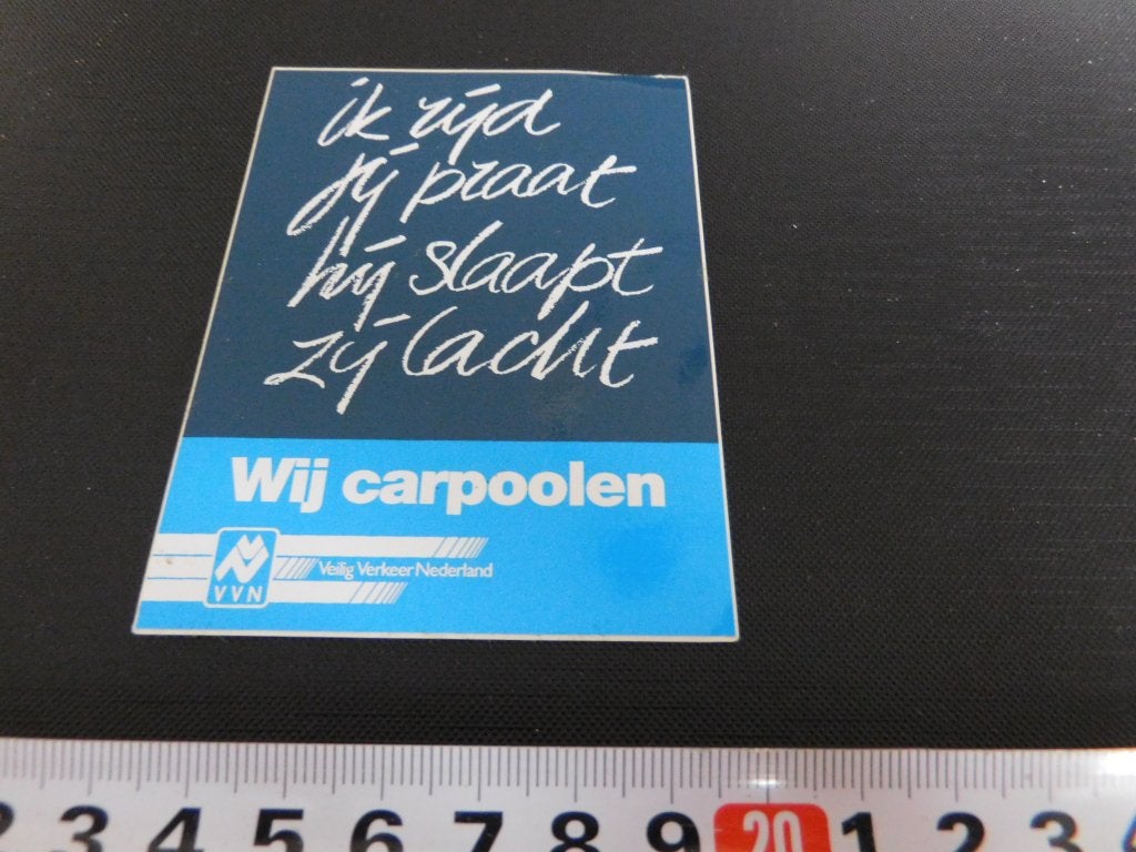 sticker ik rijd jij praat hij slaapt zij lacht wij carpoolen, Ophalen, Zo goed als nieuw