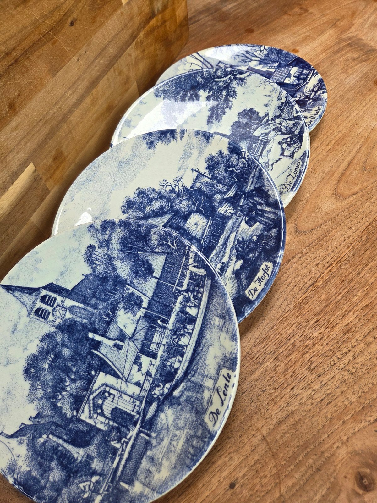 Delfts Blauw Chemkefa Wandborden 'De Vier Jaargetijden', Antiek en Kunst, Ophalen of Verzenden