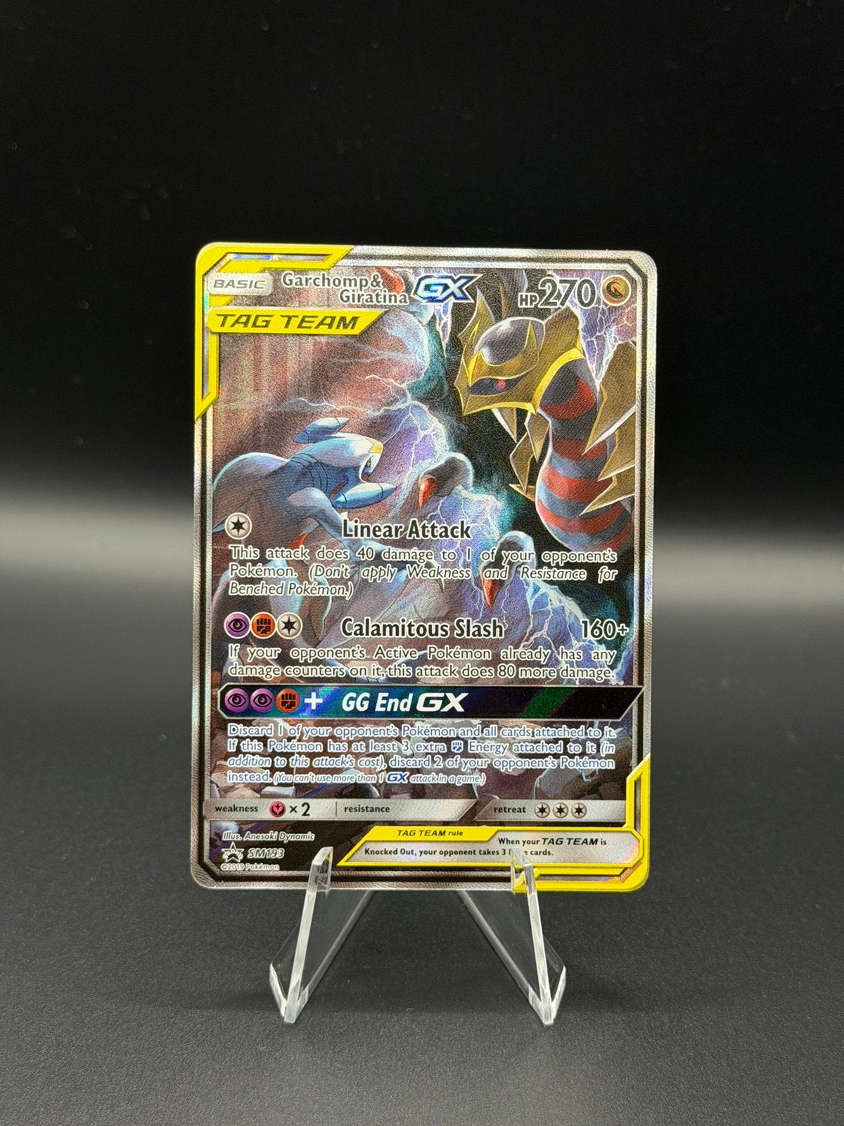 Pokemon Garchomp Giratina GX SM193 Tag Team, Ophalen of Verzenden, Zo goed als nieuw