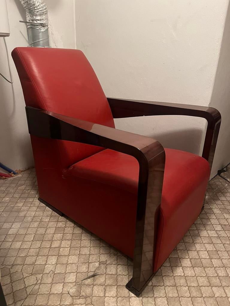 Vintage Ying Lounge Stoel / Fauteuil Hugues Chevalier 1990, Huis en Inrichting, Fauteuils, Gebruikt, Leer, 50 tot 75 cm, Ophalen