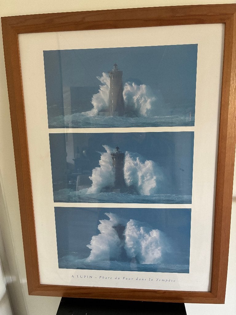 poster in houten lijst van vuurtoren, Ophalen, Gebruikt, Foto of Poster, 75 – 100