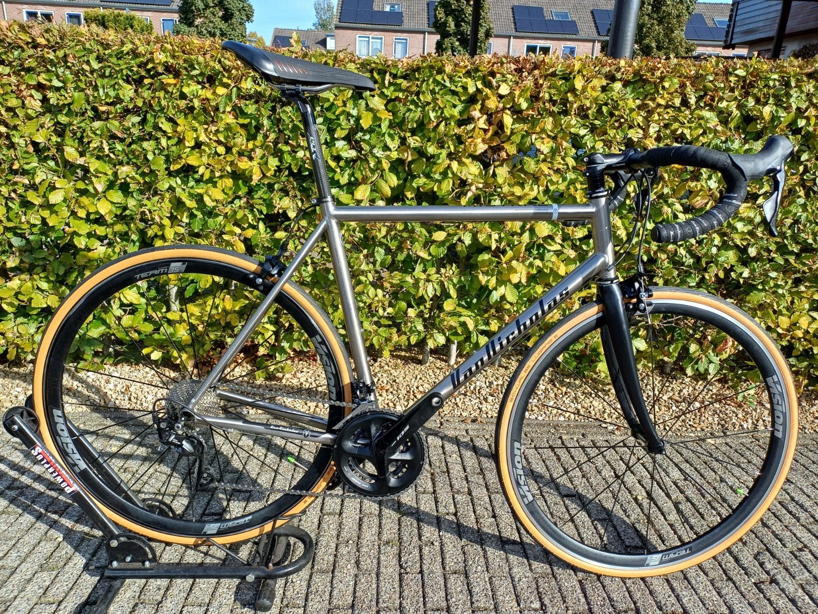 titanium Van Nicholas Mistral 105 2x11 compact maat 58, 28 inch, Gebruikt, Velgrem, 57 tot 61 cm