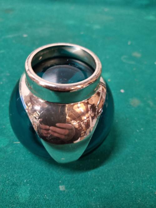 bolglas schaal in zilverkleurige houder, Huis en Inrichting, Ophalen of Verzenden, 'T Olde Gre-j, Info@toldegrej.nl, Endepoelstraat 20f Didam