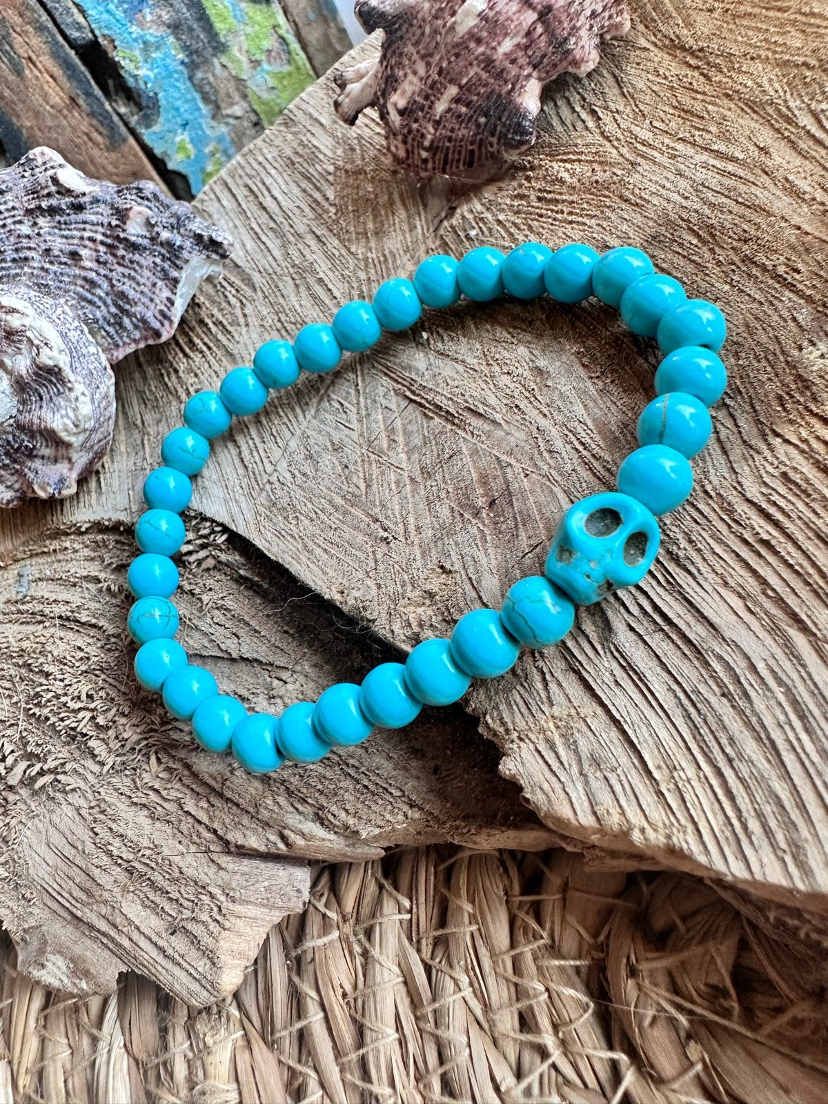 Turquoise Kralen Armband / Doodshoofd / schedel / boho style