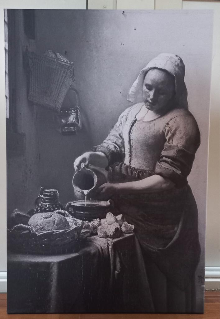 Het Melkmeisje van Vermeer zwart/grijs/ wit  @DOC61, Ophalen of Verzenden