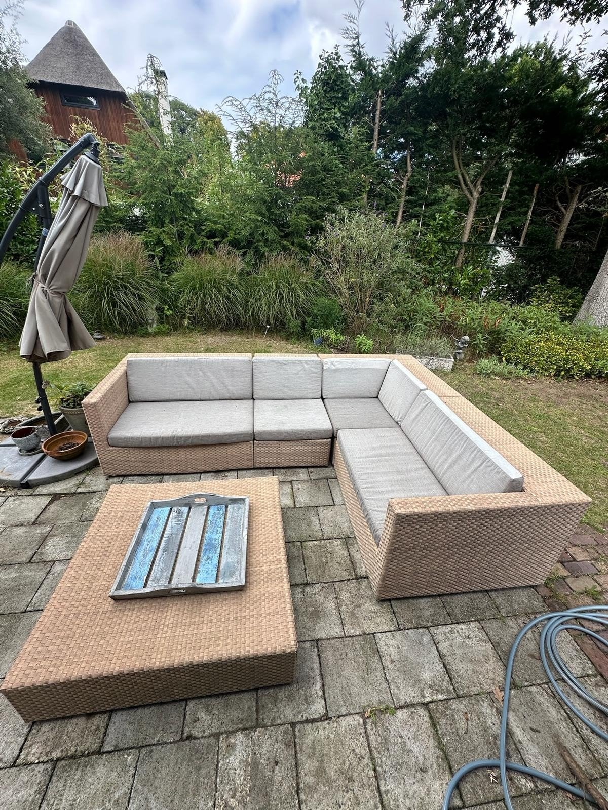 DEDON LOUNGE loungeset - Frank Ligthart - nieuwprijs €12.000, Tuin en Terras, Ophalen, Gebruikt, 8 zitplaatsen, Bank