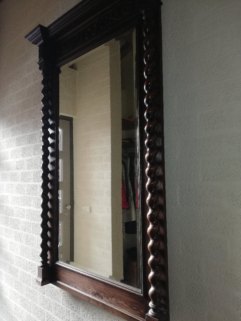 Grote antieke houten spiegel, Ophalen, Rechthoekig