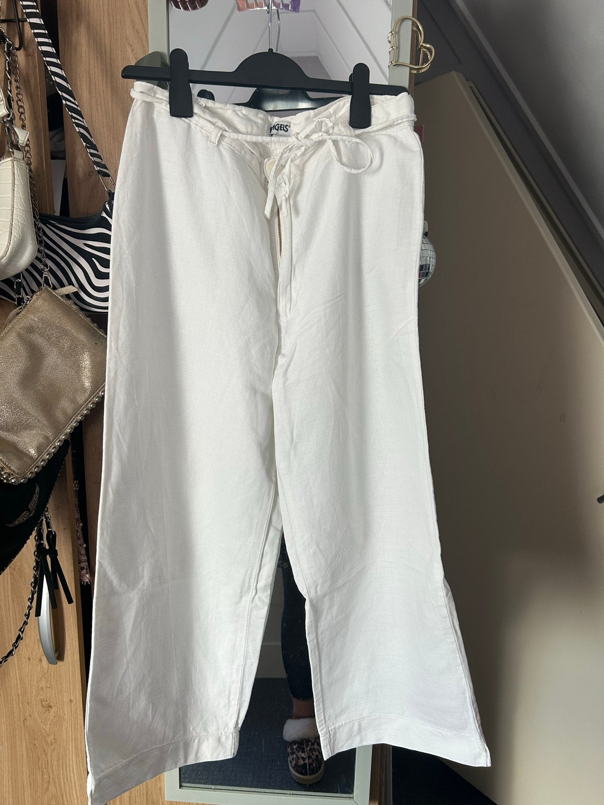 Witte Angels linnen broek - Maat 42 (L), Verzenden, Wit, Maat 42/44 (L), Driekwart