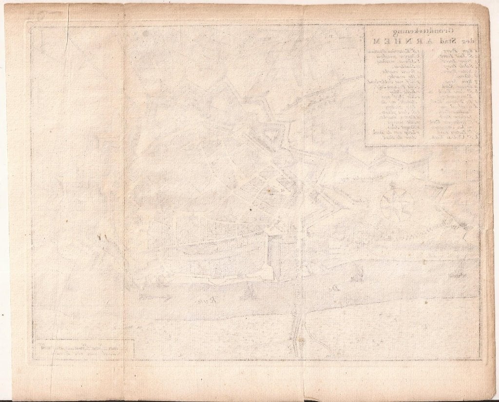 Arnhem. Grondteekening der Stad Arnhem. Tirion ca. 1749, Cartografie, Ophalen of Verzenden, Gravure, 23 cm