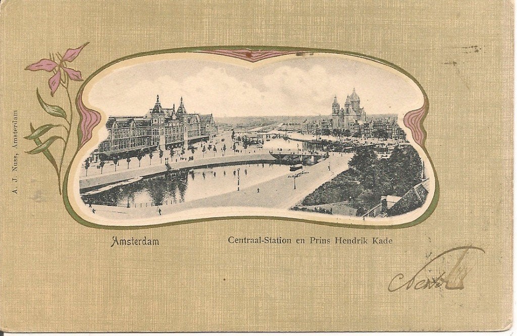 Amsterdam Centraal-Station en Prins Hendrik Kade 1902, Ophalen of Verzenden, Voor 1920, Gelopen, Noord-Holland