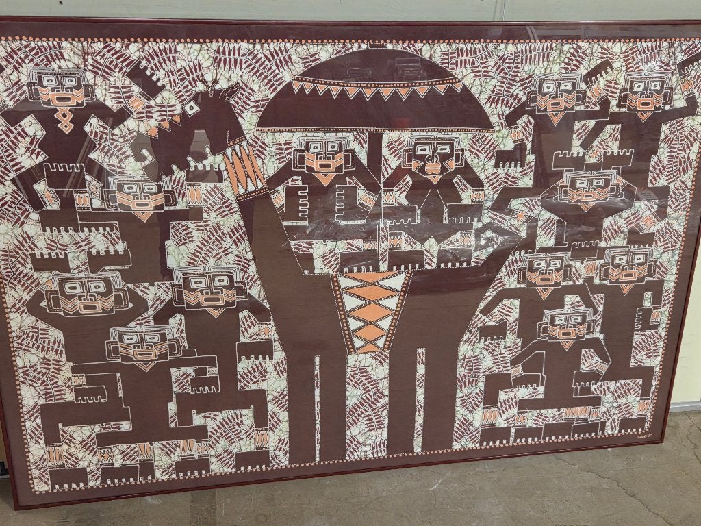 Batik kunst door Sunarto, Ophalen, Wanddecoratie, Textiel, Ingelijst