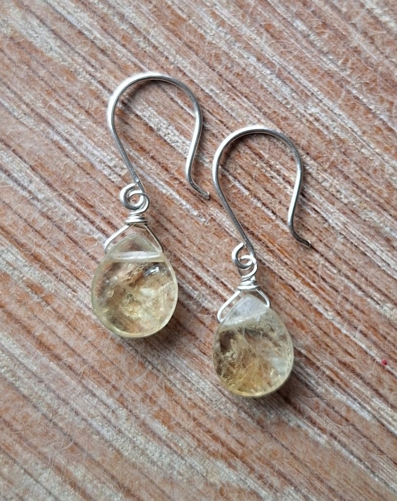 handgemaakte oorbellen echt zilver en citrien, Hangers, Verzenden, Geel, Nieuw