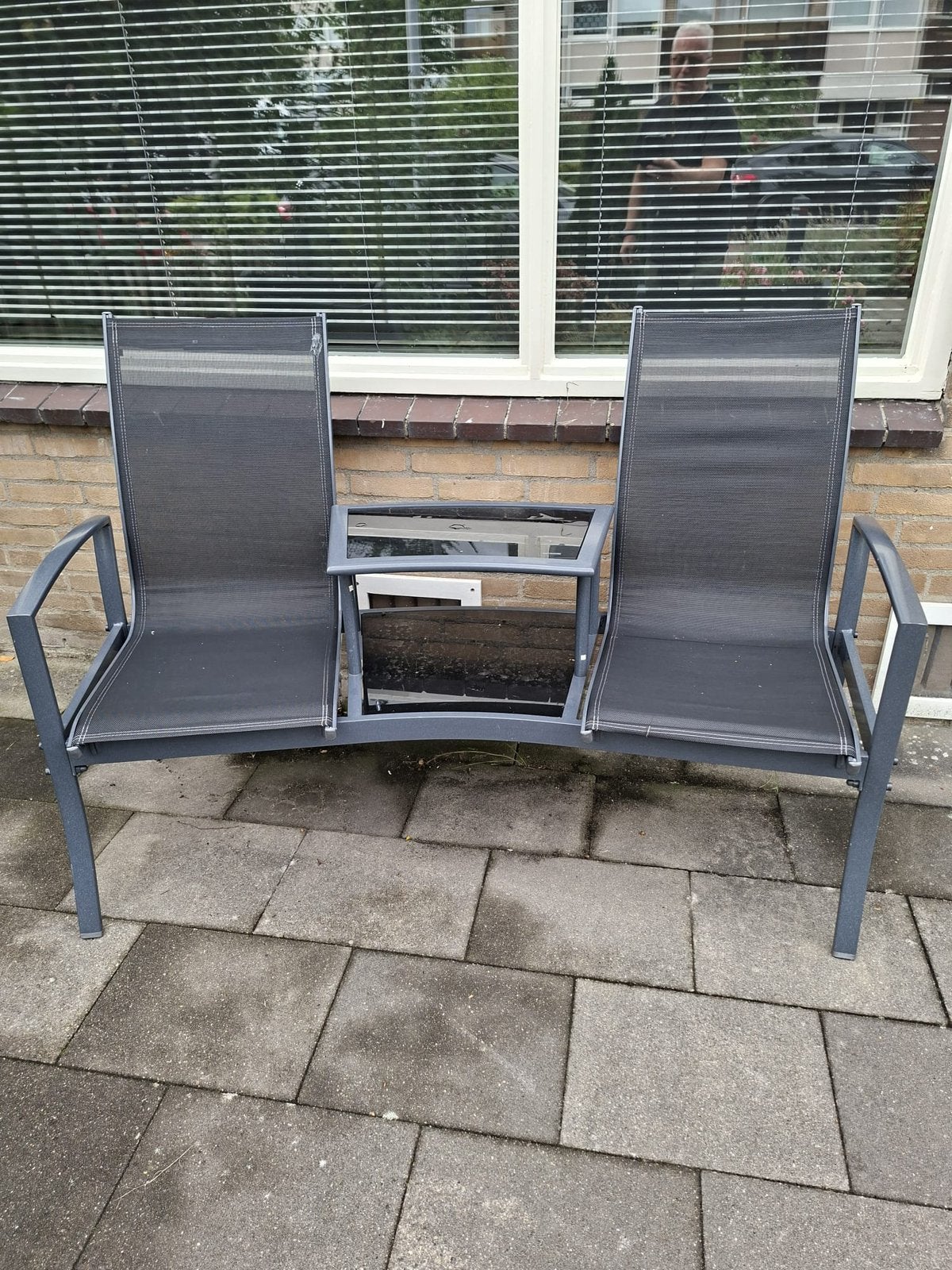 Antraciet tuinbank van Intratuin, Tuin en Terras, Ophalen, Zo goed als nieuw, Metaal