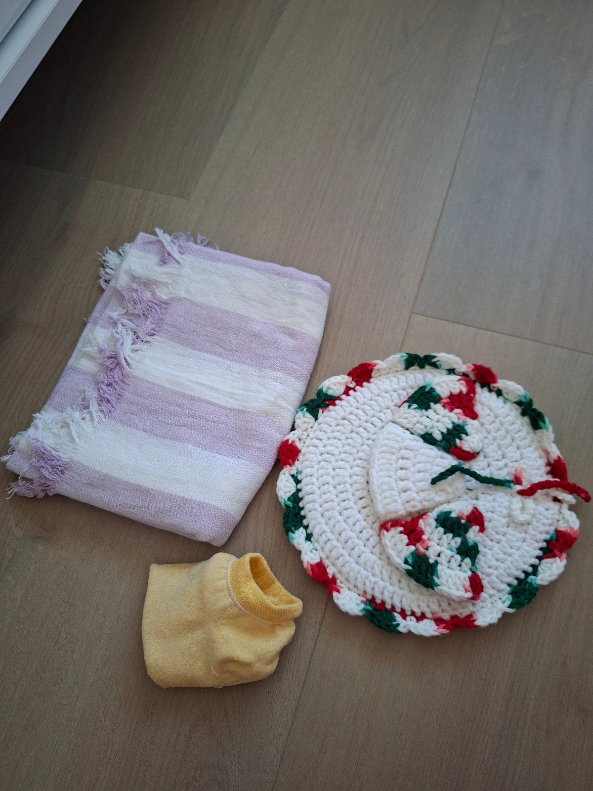 Keukentextiel set: theedoek, pannenlap en ovenwant, Handgemaakt, Gebruikt, Katoen, Ophalen of Verzenden
