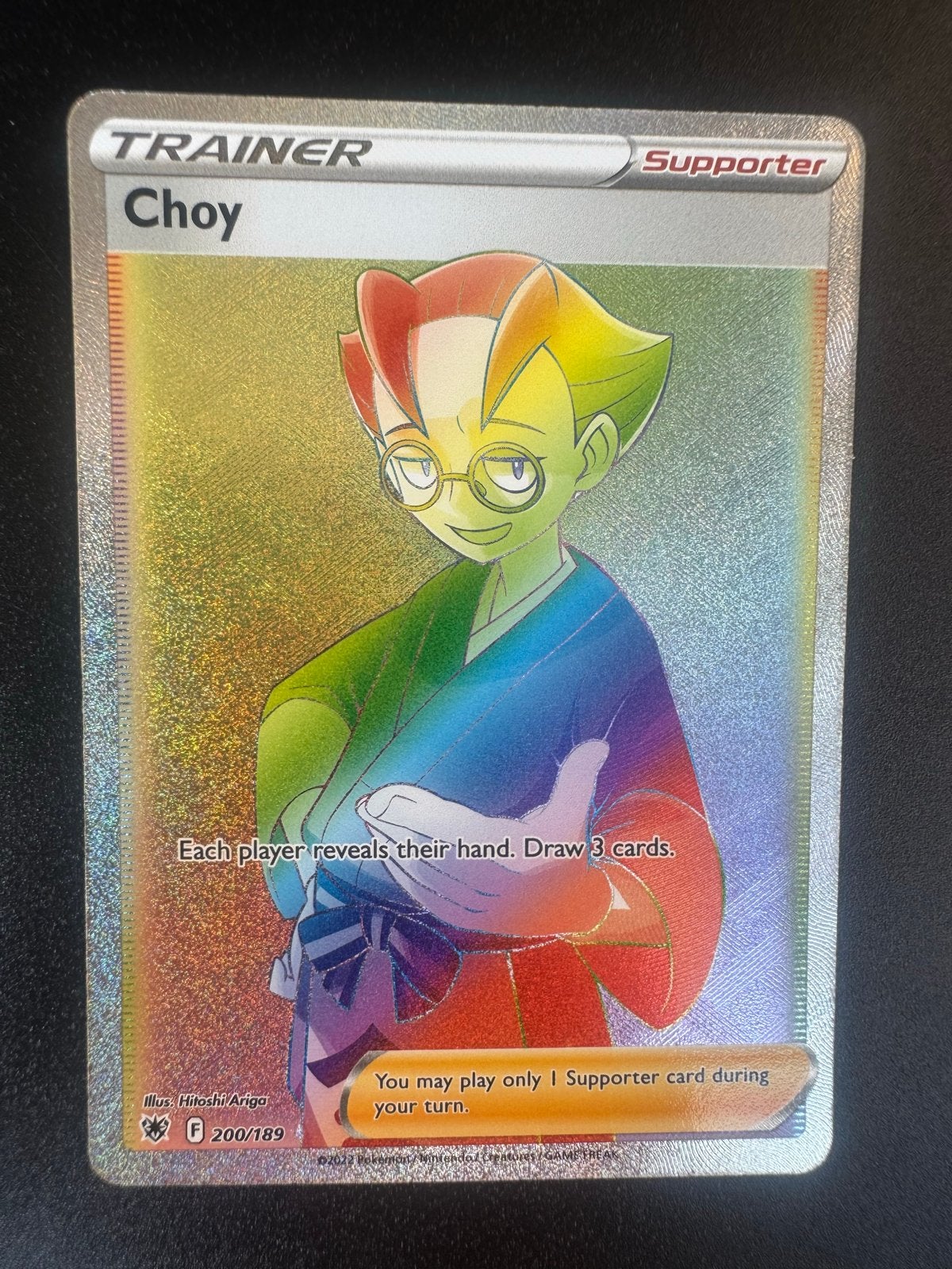 Choy Full Art Rainbow Trainer Supporter Pokémon Kaart, Ophalen of Verzenden, Zo goed als nieuw, Losse kaart, Foil