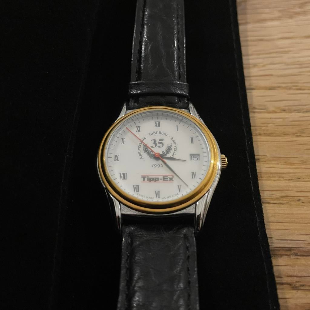 Mondaine Automatisch Horloge/Watch- Limited Edition 1994, Leer, Staal, Polshorloge, Zo goed als nieuw