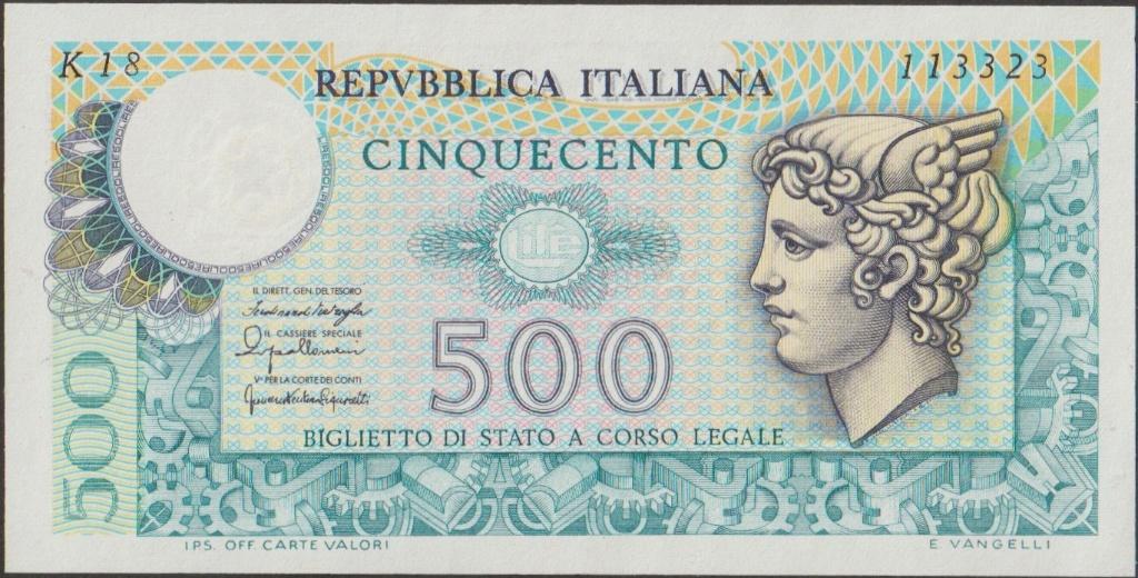 Italië 500 lire 1976 aUNC p.95 (# 123), Postzegels en Munten, Bankbiljetten | Europa | Niet-Eurobiljetten, Verzenden, Italië, Los biljet