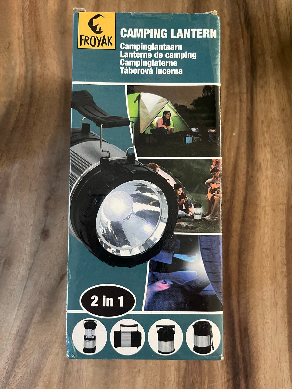 Froyak 2-in-1 Campinglantaarn en Zaklamp, Ophalen of Verzenden, Zo goed als nieuw, Batterij