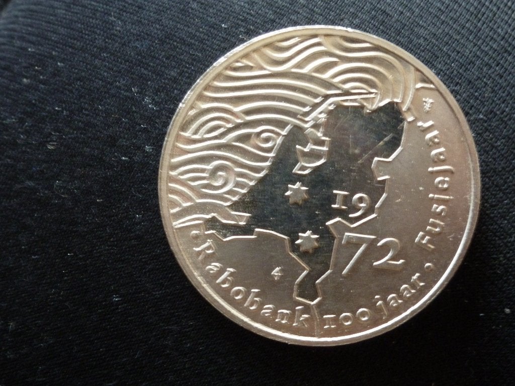 Penning - 2x Rabobank 100 jaar - 1972 en 1898 (pe 480, Ophalen of Verzenden, Overige materialen, Nederland