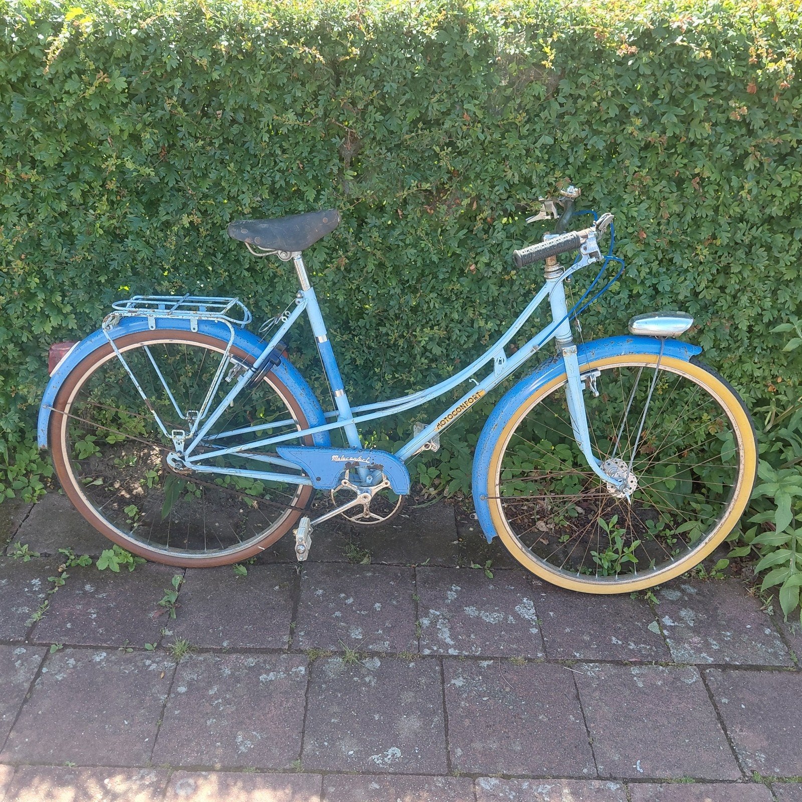 Vintage Motoconfort Damesfiets - Lichtblauw, Overige merken, Velgrem, Versnellingen, Ophalen of Verzenden