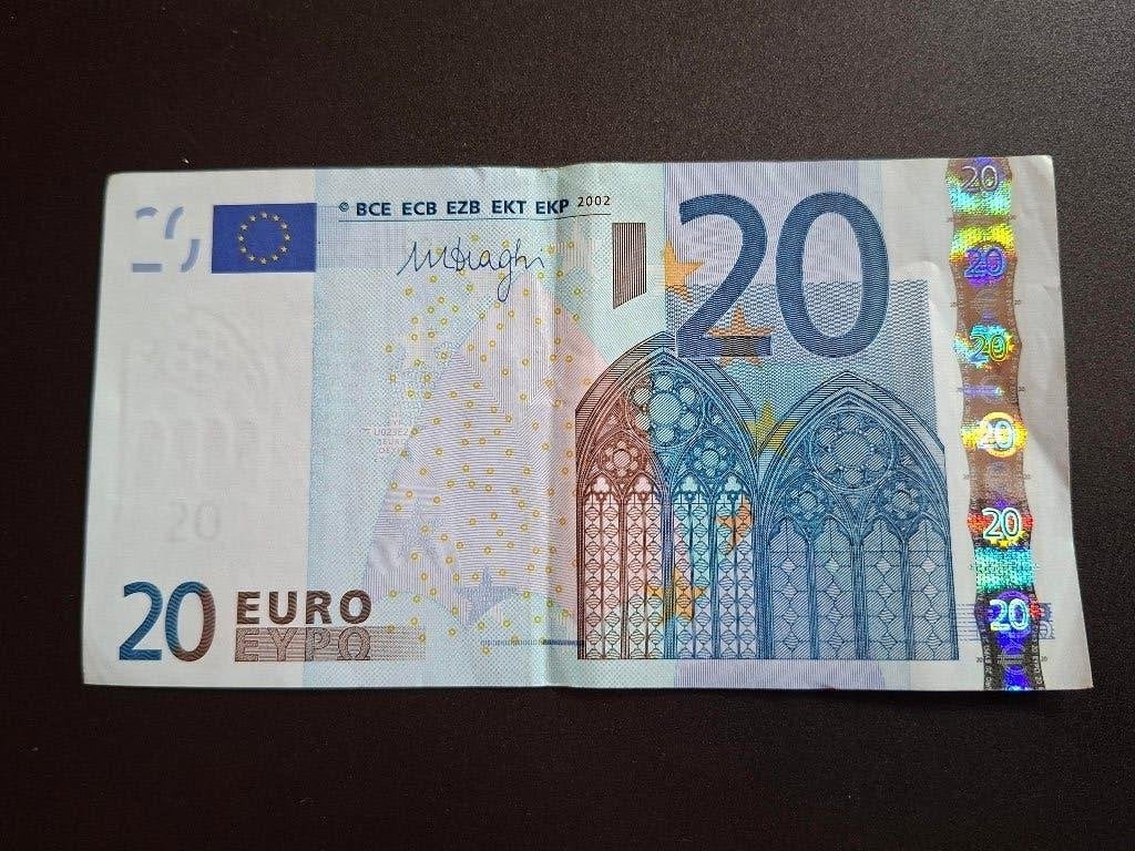2002 Portugal 20 euro oude serie Draghi princode U023, Postzegels en Munten, Verzenden, Portugal, 20 euro, Los biljet