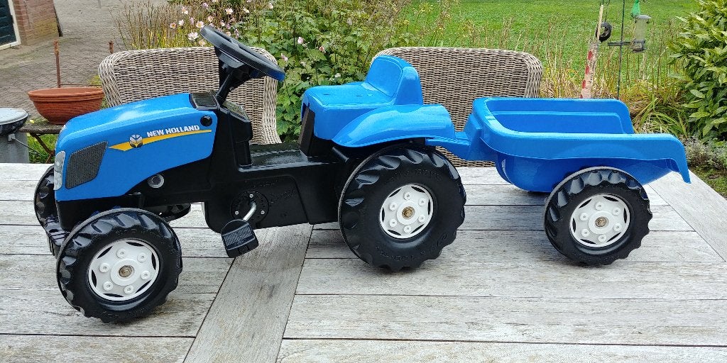 Rolly Toys New Holland traptrekker met aanhanger, Ophalen, Gebruikt, Trapvoertuig