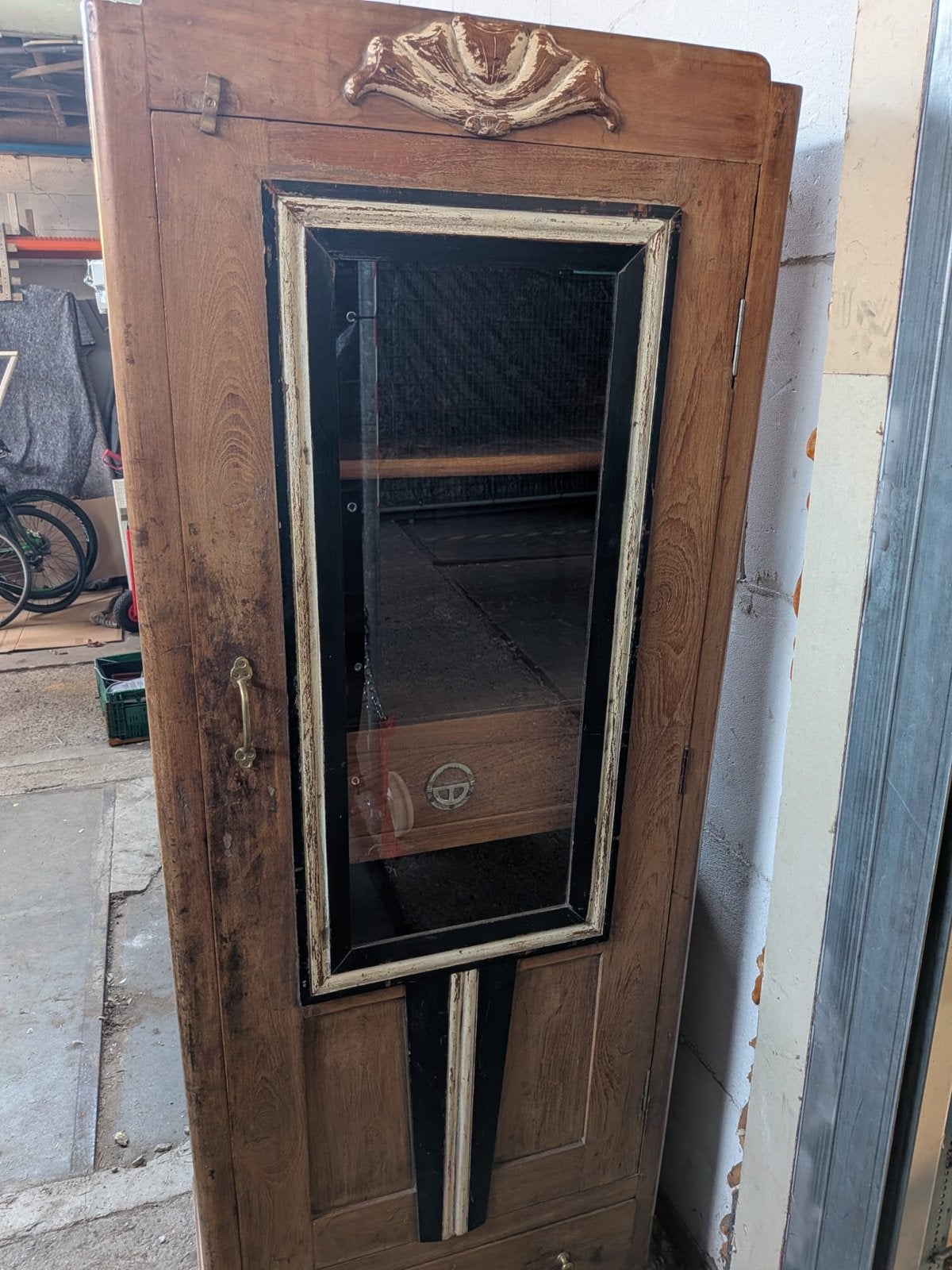 Antieke Art Deco Vitrinekast - Hout met Glas, Antiek en Kunst, Ophalen