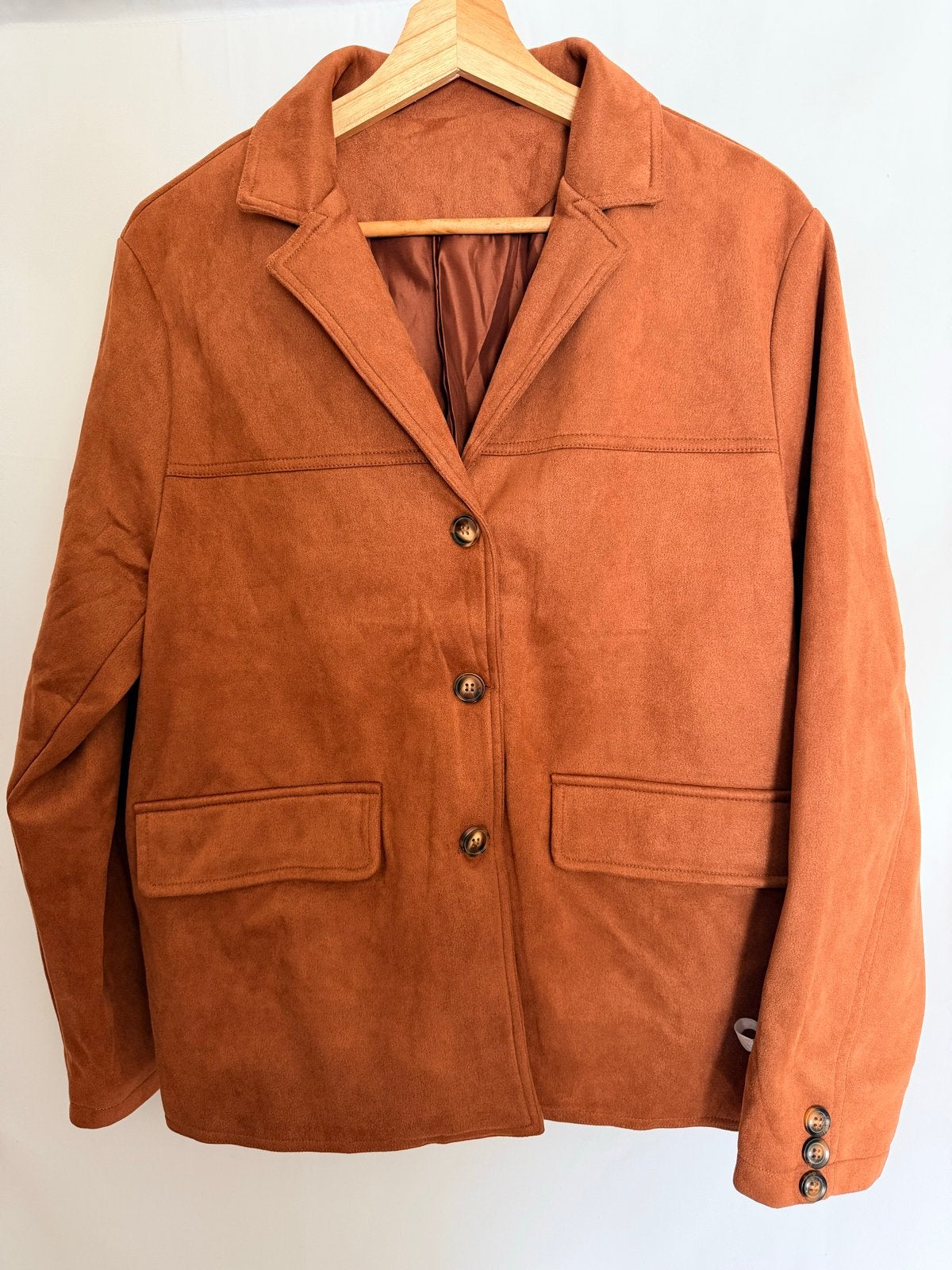 Stijlvolle Terracotta suede Blazer - Maat XL, Bruin, Verzenden, Onbekend, Maat 56/58 (XL)