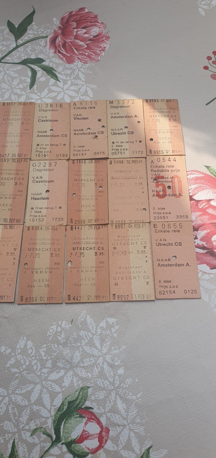 Vintage treinkaartjes treintickets Amsterdam Utrecht  '80, Ophalen of Verzenden, Trein, Overige typen