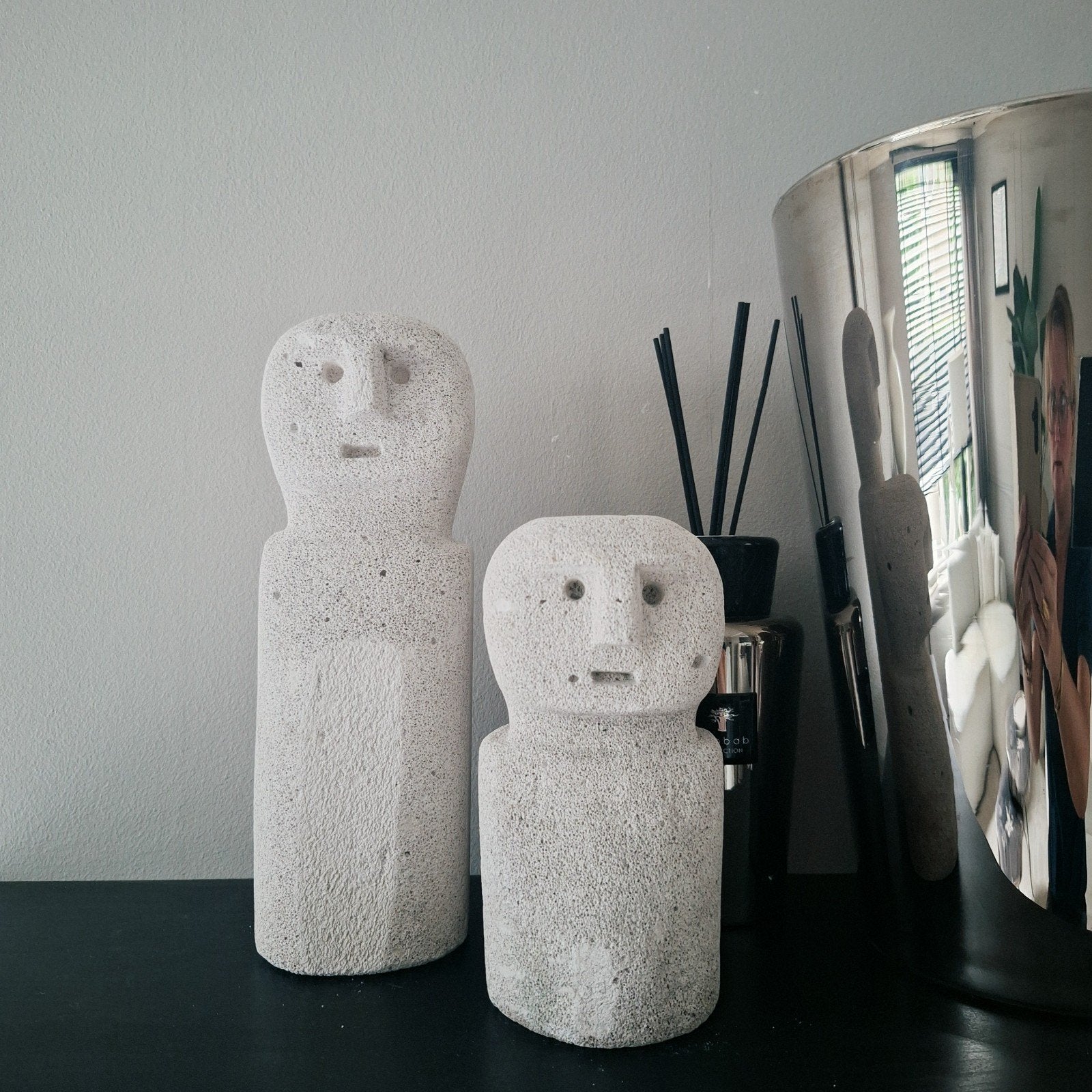 Set van 2 greige kleurige stonemen 30 en 20 cm!, Nieuw, Ophalen of Verzenden, X, X