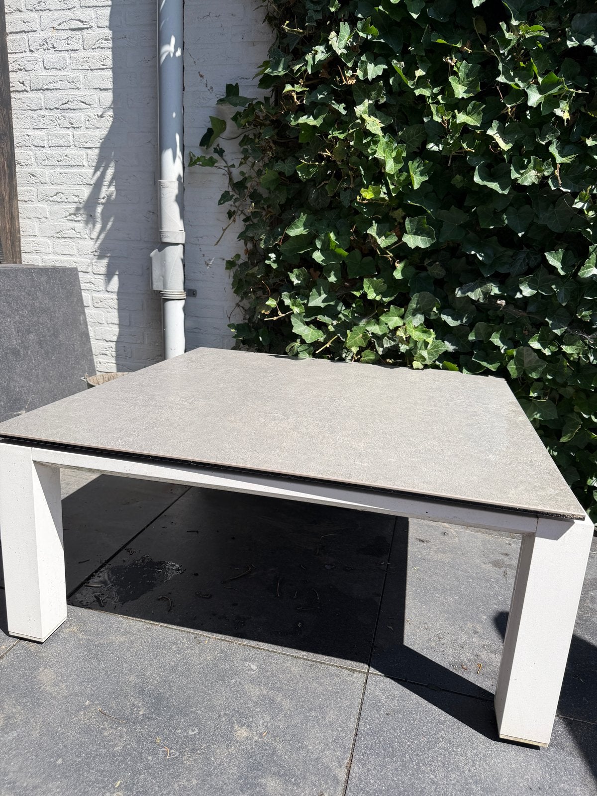 Life Vierkante tuintafel wit onderstel, 100x100cm, Tuin en Terras, Tuintafels, Ophalen, Gebruikt, Vierkant, Overige materialen