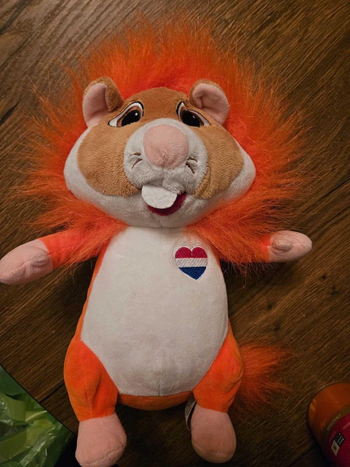 Oranje Hamster Knuffel voetbal leeuw, Kinderen en Baby's, Speelgoed | Knuffels en Pluche, Oranje, Overige merken, Overige karakters