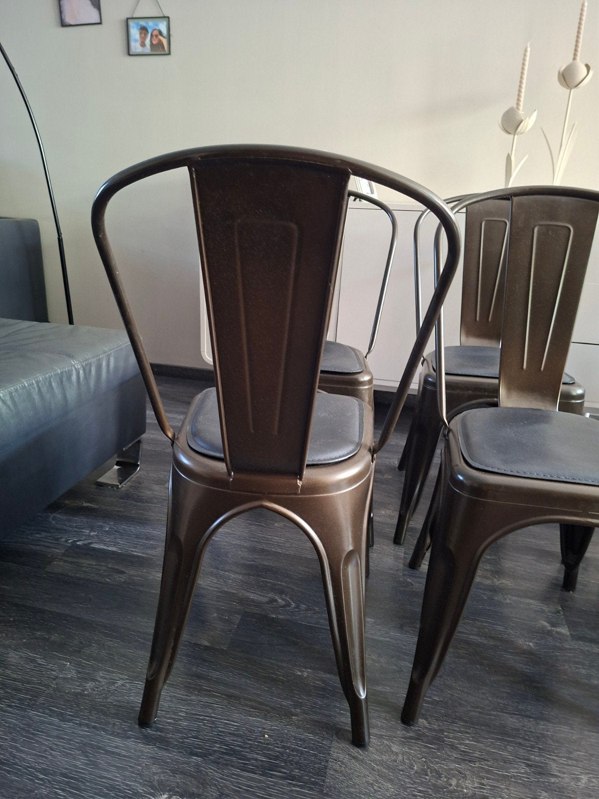 Z.g.a.n. 6 Legend Cafe stoelen brons met zwarte kussens, Huis en Inrichting, Stoelen, Ophalen, Zo goed als nieuw, Zwart, Vijf, Zes of meer stoelen