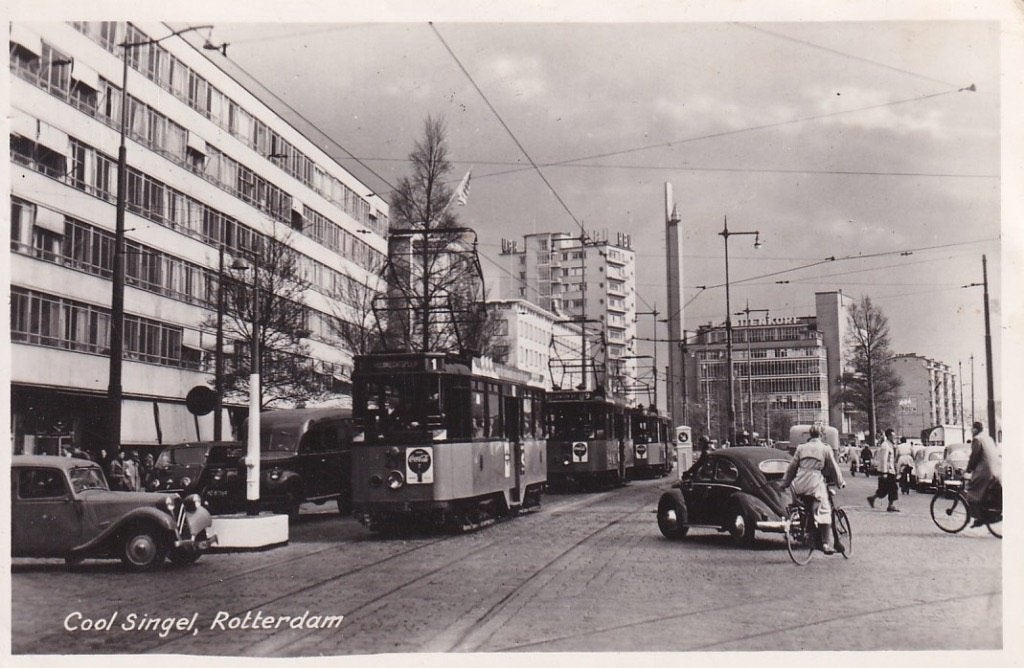 748D Rotterdam panorama Coolsingel Beurs, C&A, HBU-flat, +++, Ophalen of Verzenden, Voor 1920, Zuid-Holland
