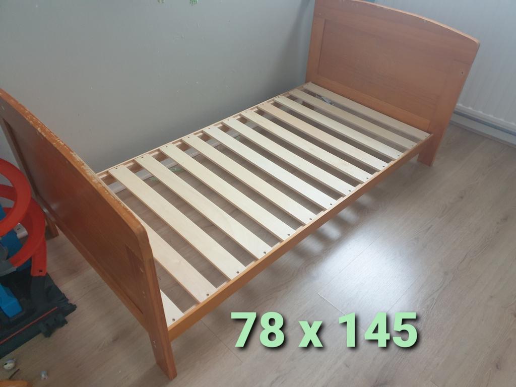 Houten Ledikant/Babybed 78x145 cm met Lattenbodem, Gebruikt, 70 tot 85 cm, Lattenbodem, 140 tot 160 cm