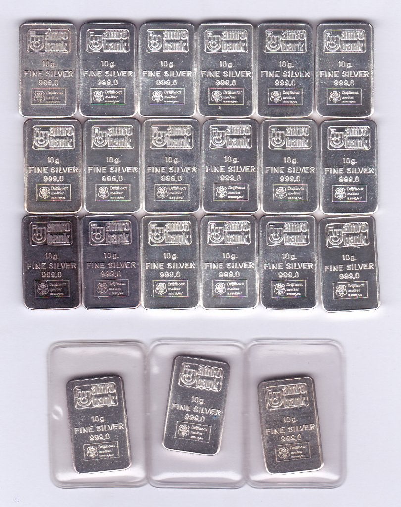 Baartjes van 10 gram zilver AMRO, Ophalen of Verzenden, Zilver