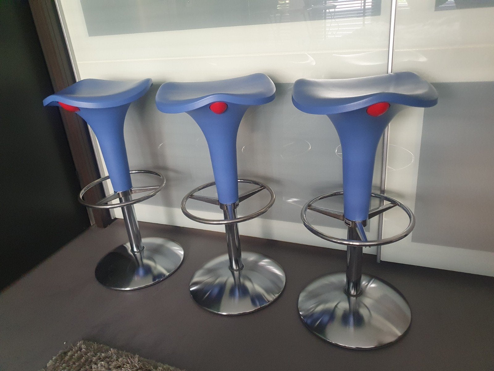 ***3x REXITE ZANZIBAR design barkrukken (lichtblauw)***, Ophalen, 60 tot 90 cm, Zo goed als nieuw, In hoogte verstelbaar