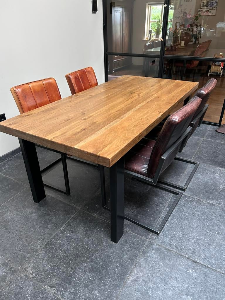 Eiken tafel met stoelen, Ophalen of Verzenden