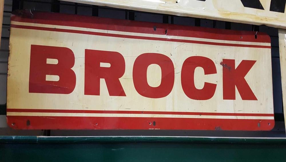 Origineel vintage USA reclamebord,tin sign van Brock️️️️️️⛽️, Reclamebord, Gebruikt, ., Ophalen of Verzenden