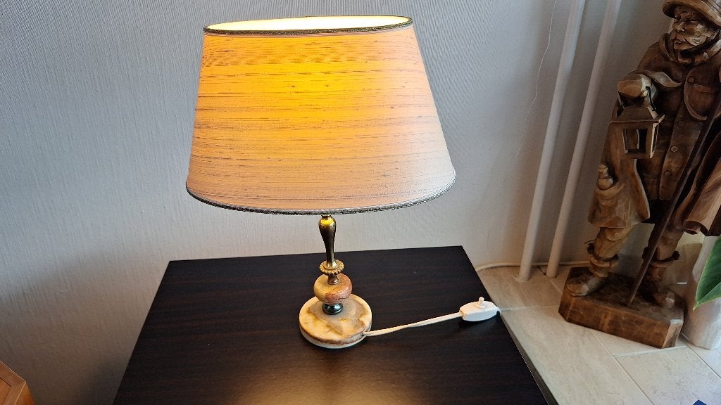 Vintage Schemerlamp met Marmeren Voet, Beige, Gebruikt, Overige merken, Vintage